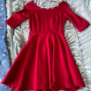 Red Lulus scalloped skater dress